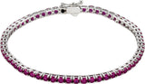 14K Gold Round Lab-Grown Ruby Line Bracelet – 3mm Stones