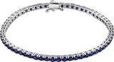 14K Gold Round Lab-Grown Blue Sapphire Line Bracelet – 3mm Stones