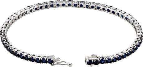 14K Gold Round Lab-Grown Blue Sapphire Line Bracelet – 3mm Stones - view 2