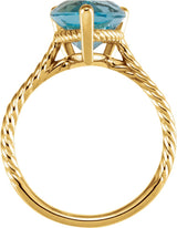14K Gold Pear Natural Sky Blue Topaz Solitaire Ring – 14x9mm - Yellow Gold - view 2