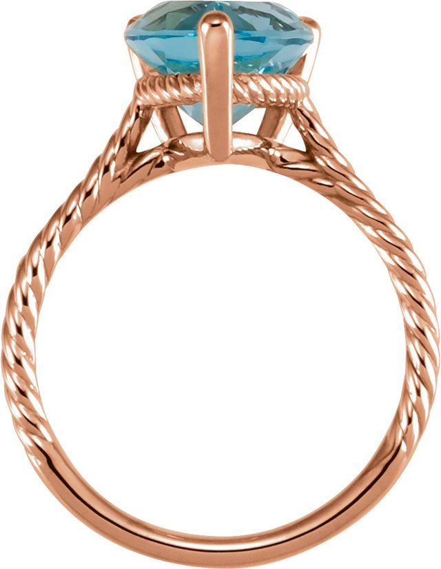14K Gold Pear Natural Sky Blue Topaz Solitaire Ring – 14x9mm - Rose Gold - view 2