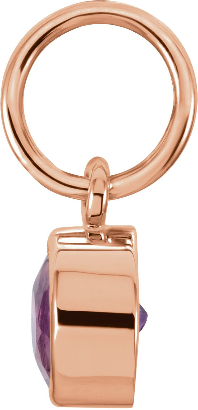 14K Gold Round Amethyst Simulated Birthstone Pendant - Rose Gold - view 2