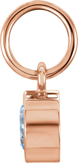 14K Gold Round Aquamarine Simulated Birthstone Pendant - Rose Gold - view 2