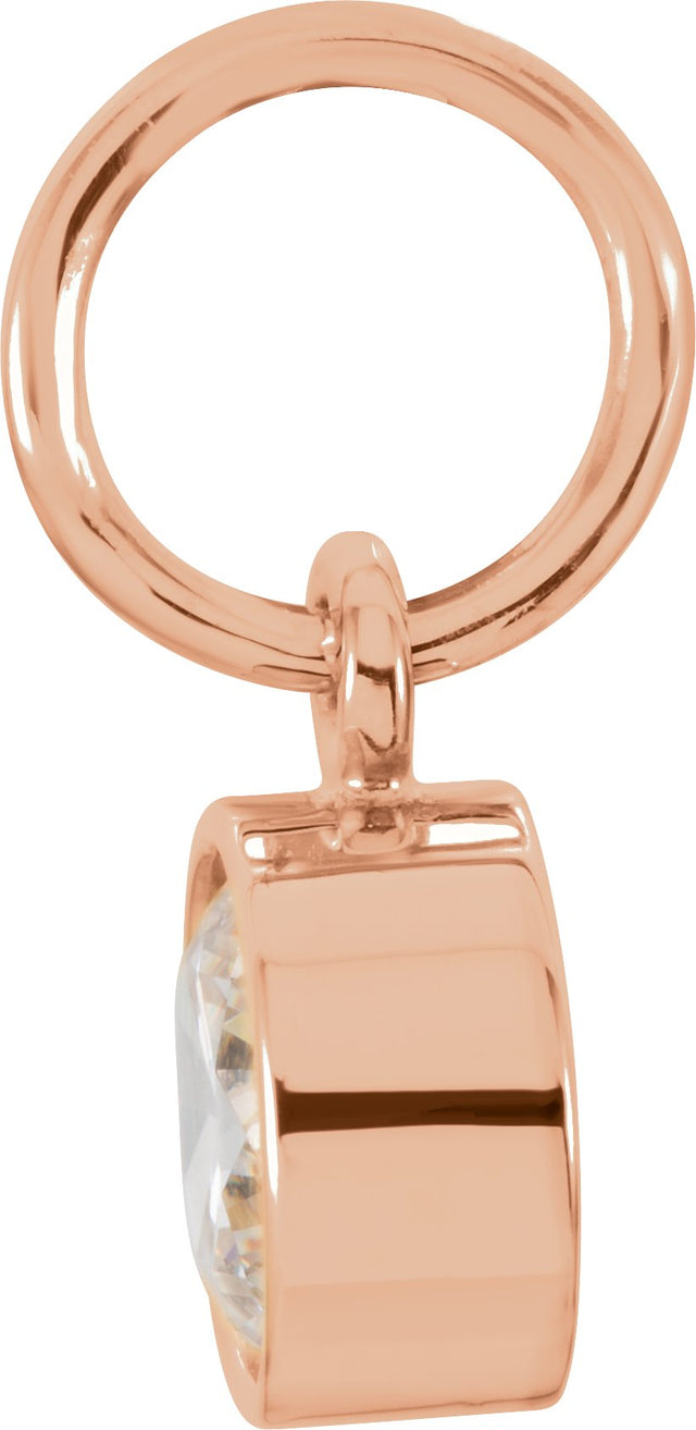 14K Gold Round Diamond Simulated Birthstone Pendant - Rose Gold - view 2