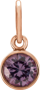 14K Gold Round Alexandrite Simulated Birthstone Pendant - Rose Gold