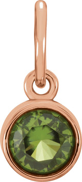 14K Gold Round Peridot Simulated Birthstone Pendant - Rose Gold