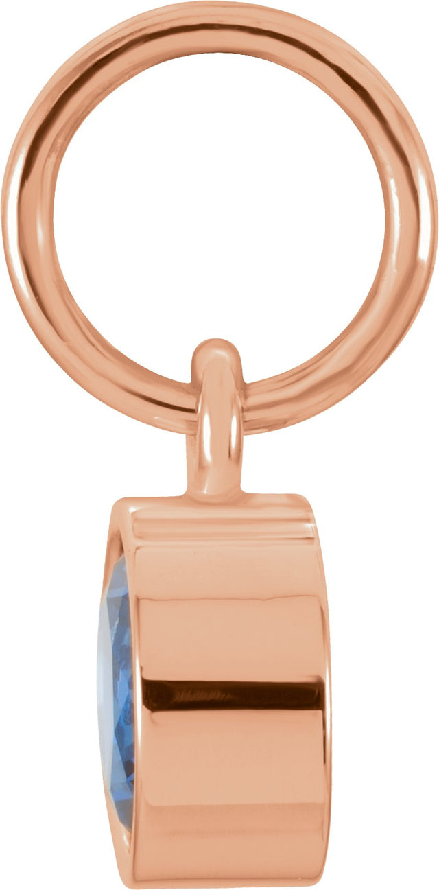 14K Gold Round Blue Sapphire Simulated Birthstone Pendant - Rose Gold - view 2