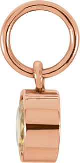14K Gold Round Citrine Simulated Birthstone Pendant - Rose Gold - view 2