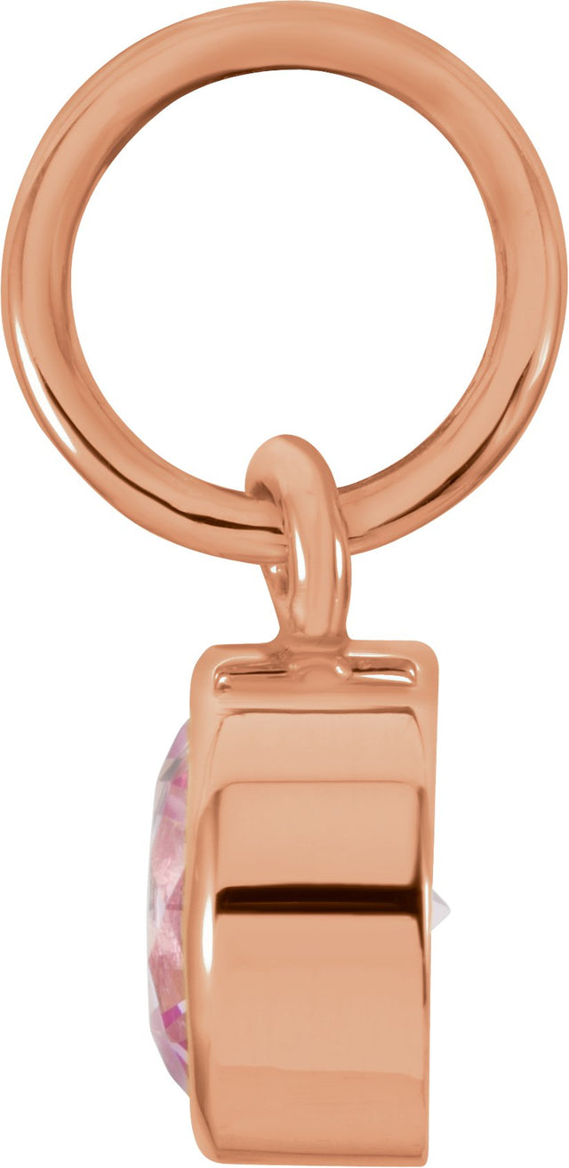14K Gold Round Pink Tourmaline Simulated Birthstone Pendant - Rose Gold - view 2