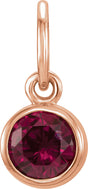 14K Gold Round Mozambique Garnet Simulated Birthstone Pendant