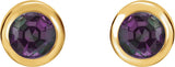 14K Gold Lab-Grown Alexandrite Round Bezel-Set Birthstone Stud Earrings - Yellow Gold - view 4