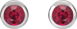 Platinum Natural Ruby Round Bezel-Set Birthstone Stud Earrings - view 4