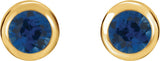 14K Gold Lab-Grown Blue Sapphire Round Bezel-Set Birthstone Stud Earrings - Yellow Gold - view 4