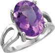 Platinum Oval Natural Amethyst Solitaire Ring – 14x10mm