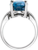 14K Gold Oval Natural London Blue Topaz Solitaire Ring - White Gold - view 2