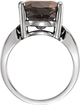 14K Gold Oval Natural Smoky Quartz Solitaire Ring - White Gold - view 2
