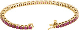14K Gold Round Lab-Grown Ruby Line Bracelet II - Yellow Gold - view 3