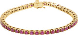 14K Gold Round Lab-Grown Ruby Line Bracelet II - Yellow Gold