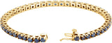 14K Gold Round Lab-Grown Blue Sapphire Line Bracelet II - Yellow Gold - view 3