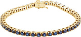 14K Gold Round Lab-Grown Blue Sapphire Line Bracelet II - Yellow Gold
