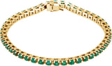 14K Gold Round Lab-Grown Emerald Line Bracelet II - Yellow Gold