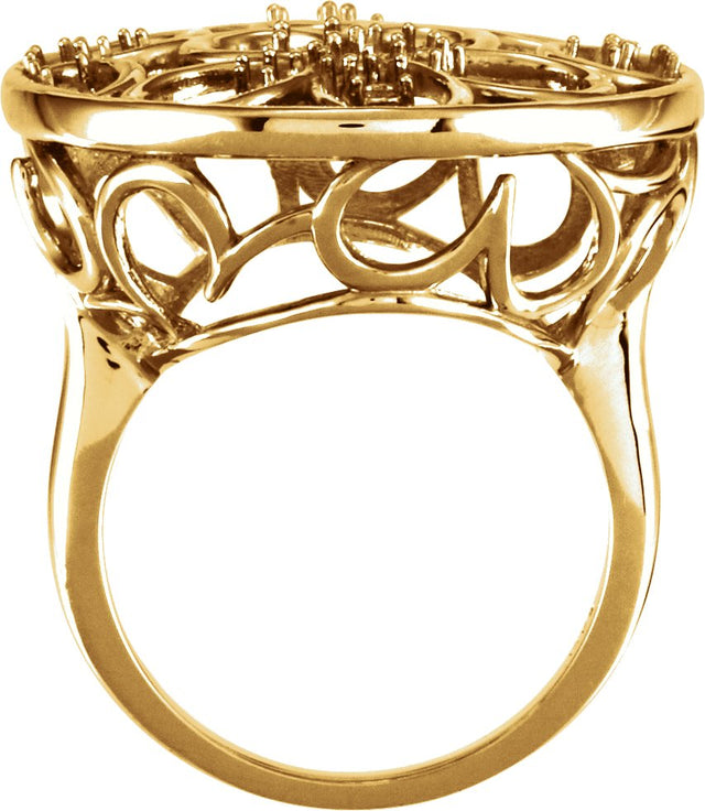 14K Gold Round Natural Pink Tourmaline & Natural Peridot Floral Ring - view 2
