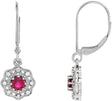 14K Gold Round Natural Ruby & Natural Diamond Vintage-Inspired Earrings