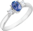 14K Gold Oval Natural Tanzanite & Natural Diamond Accented Ring