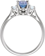 14K Gold Oval Natural Tanzanite & Natural Diamond Accented Ring - view 2