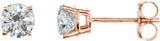 14K Gold Natural Diamond Round 4-Prong Lightweight Stud Earrings - Rose Gold - view 7