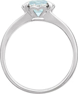 14K Gold Cushion Natural Aquamarine & Natural Diamond Halo-Style Birthstone Ring - view 2