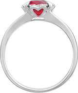 14K Gold Cushion Lab-Grown Ruby & Natural Diamond Halo-Style Birthstone Ring - view 2