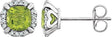 14K Gold Natural Peridot & Natural Diamond Cushion 4-Prong Halo-Style Birthstone Earrings