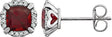 14K Gold Natural Mozambique Garnet & Natural Diamond Cushion 4-Prong Halo-Style Birthstone Earrings – 5x5mm