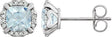 14K Gold Natural Aquamarine & Natural Diamond Cushion 4-Prong Halo-Style Birthstone Earrings