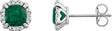 14K Gold Lab-Grown Emerald & Natural Diamond Cushion 4-Prong Halo-Style Birthstone Earrings