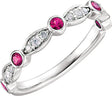 14K Gold Round Natural Ruby & Natural Diamond Stackable Ring