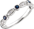 14K Gold Round Natural Blue Sapphire & Natural Diamond Stackable Ring