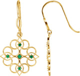 14K Gold Round Natural Emerald Accented Earrings – 1.75mm Stones