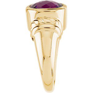 14K Gold Cushion Natural Amethyst Solitaire Ring - view 2