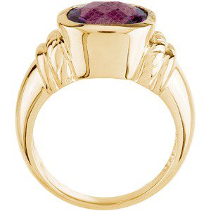 14K Gold Cushion Natural Amethyst Solitaire Ring - view 3