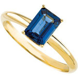 14K Gold Emerald Natural Blue Sapphire Solitaire Ring