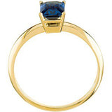 14K Gold Emerald Natural Blue Sapphire Solitaire Ring - view 2