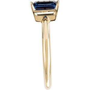 14K Gold Emerald Natural Blue Sapphire Solitaire Ring - view 3