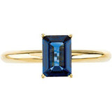 14K Gold Emerald Natural Blue Sapphire Solitaire Ring - view 5