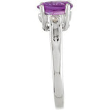 14K Gold Pear Natural Amethyst & Natural Diamond Accented Ring - view 4