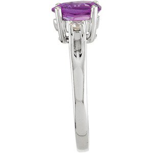 14K Gold Pear Natural Amethyst & Natural Diamond Accented Ring - view 4