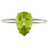 14K Gold Pear Natural Peridot Solitaire Ring - view 3