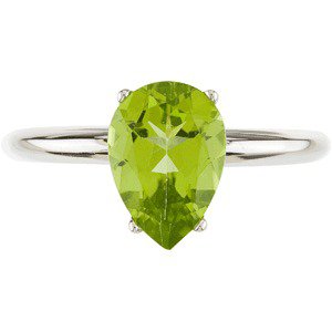 14K Gold Pear Natural Peridot Solitaire Ring - view 3