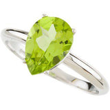 14K Gold Pear Natural Peridot Solitaire Ring - view 5